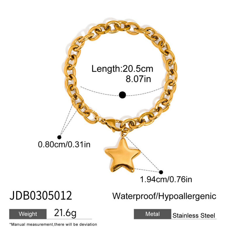 Five-Pointed Star Stainless Steel Necklace Light Luxury Niche Jewelry for Women High-End Titanium Steel Bracelet Accessories