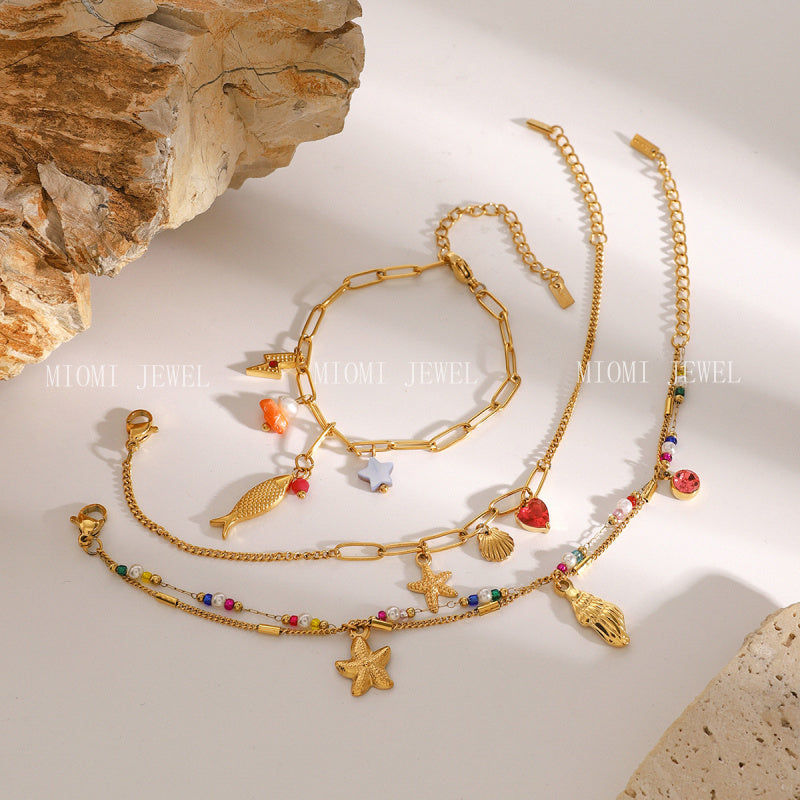 Stainless Steel Natural Stone Ocean DIY Bracelet High-end Personality Jewelry 18k Titanium Steel Accessories