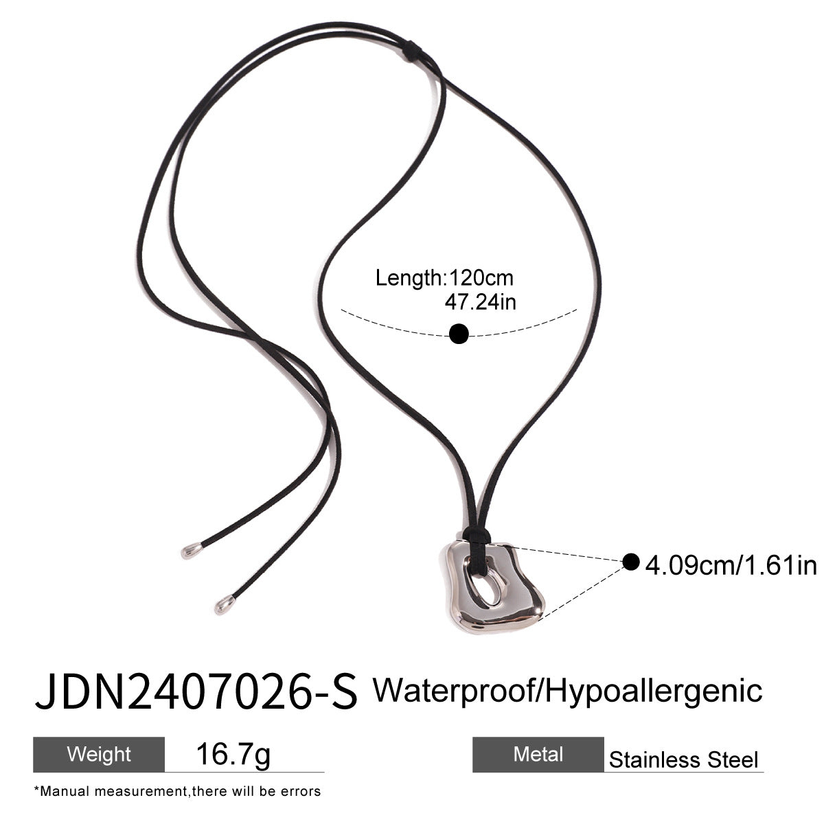 Stainless Steel Irregular Liquid Smooth Hollow Pendant Necklace Personality Fashion Choker Jewelry