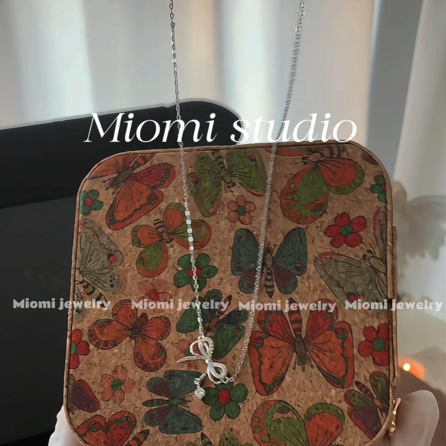 Miomi S999 silver butterfly with white zircon