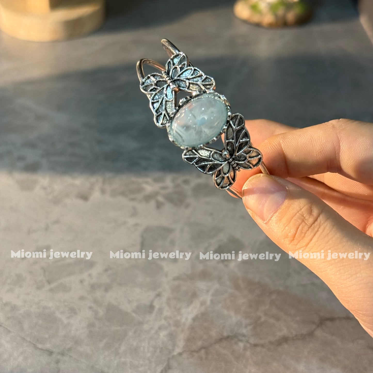 Bracelet silver vintage butterfly bangle whimsical bracelet