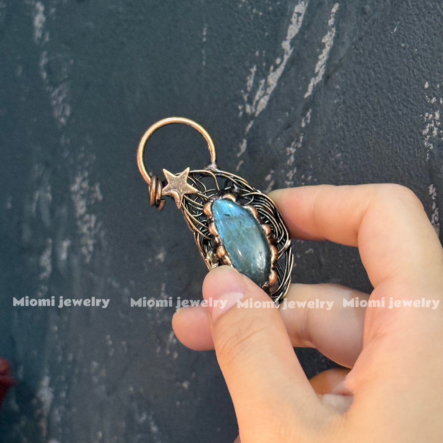 Natural Labradorite Pendant, DIY Handmade (Fully Handcrafted, Each One Unique)vintage whimsical witch