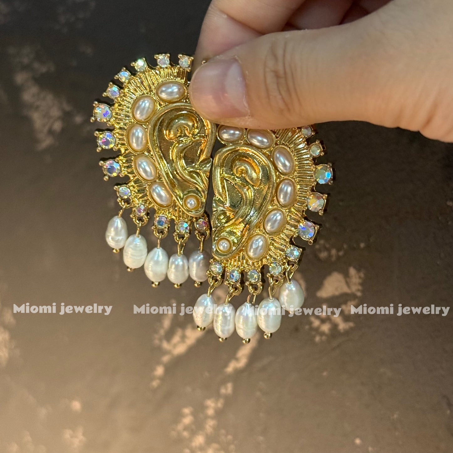 Natural pearl heart shape earring vintage