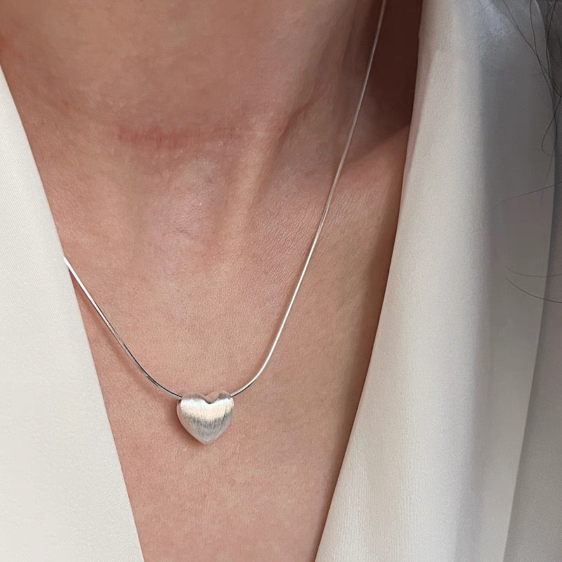 s925 silver heart charm necklace