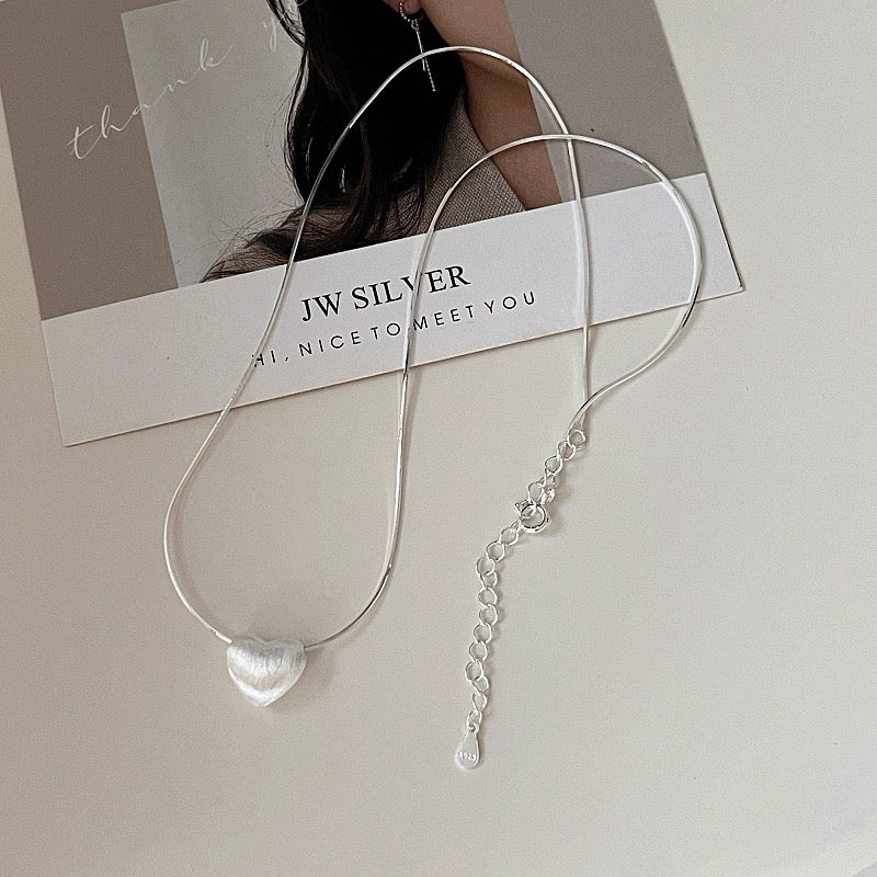 s925 silver heart charm necklace