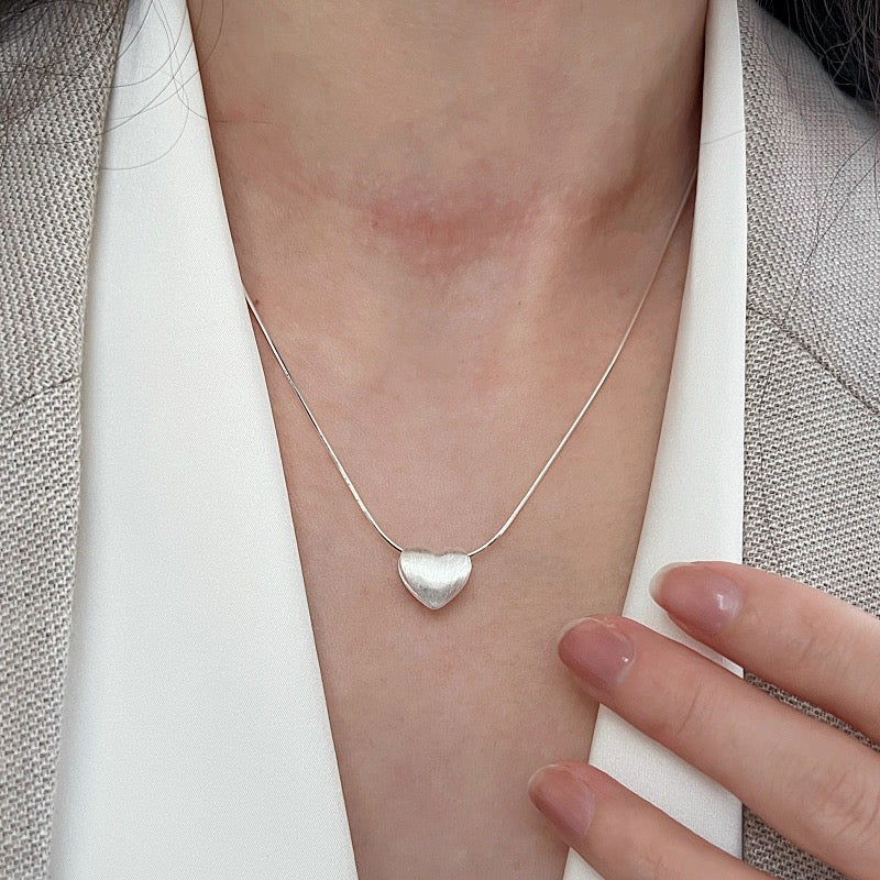 s925 silver heart charm necklace