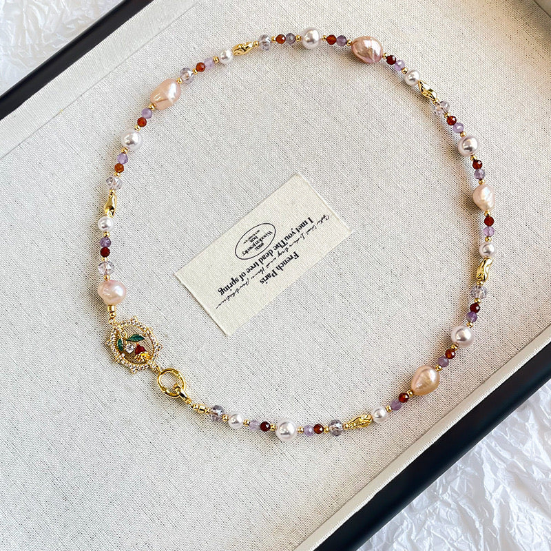 3pcs Vintage natural stone natural pearl necklace ring bracelet set
