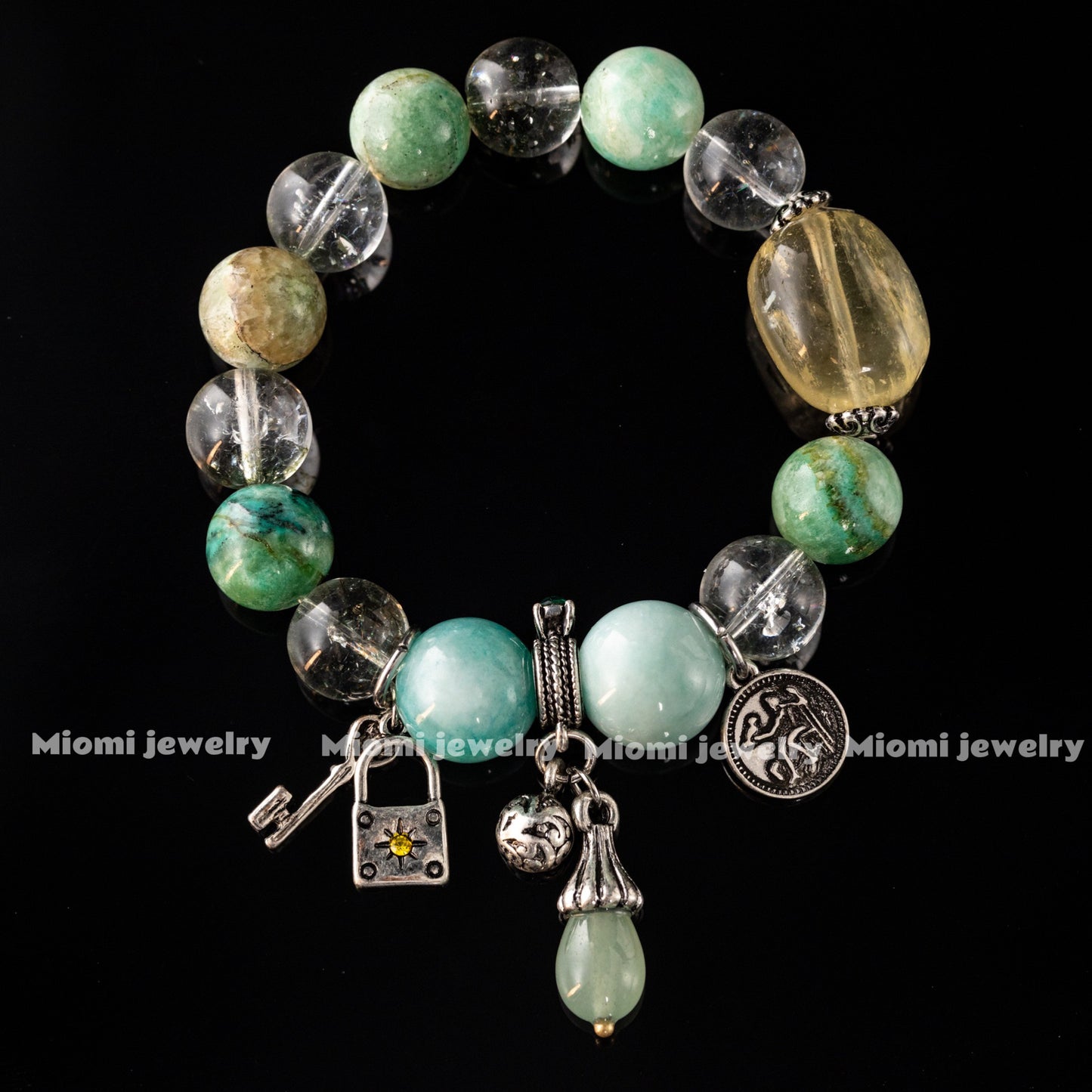 Vintage High-end Retro European Regular Natural Stone Crystal Blue Phantom Bracelet