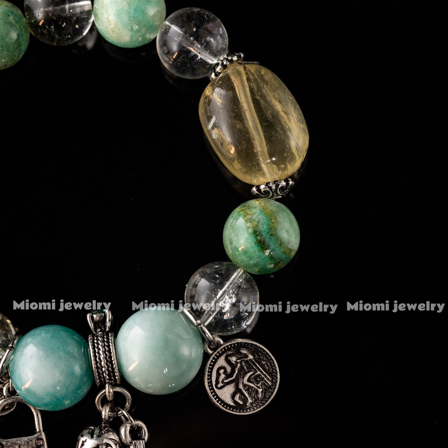 Vintage High-end Retro European Regular Natural Stone Crystal Blue Phantom Bracelet