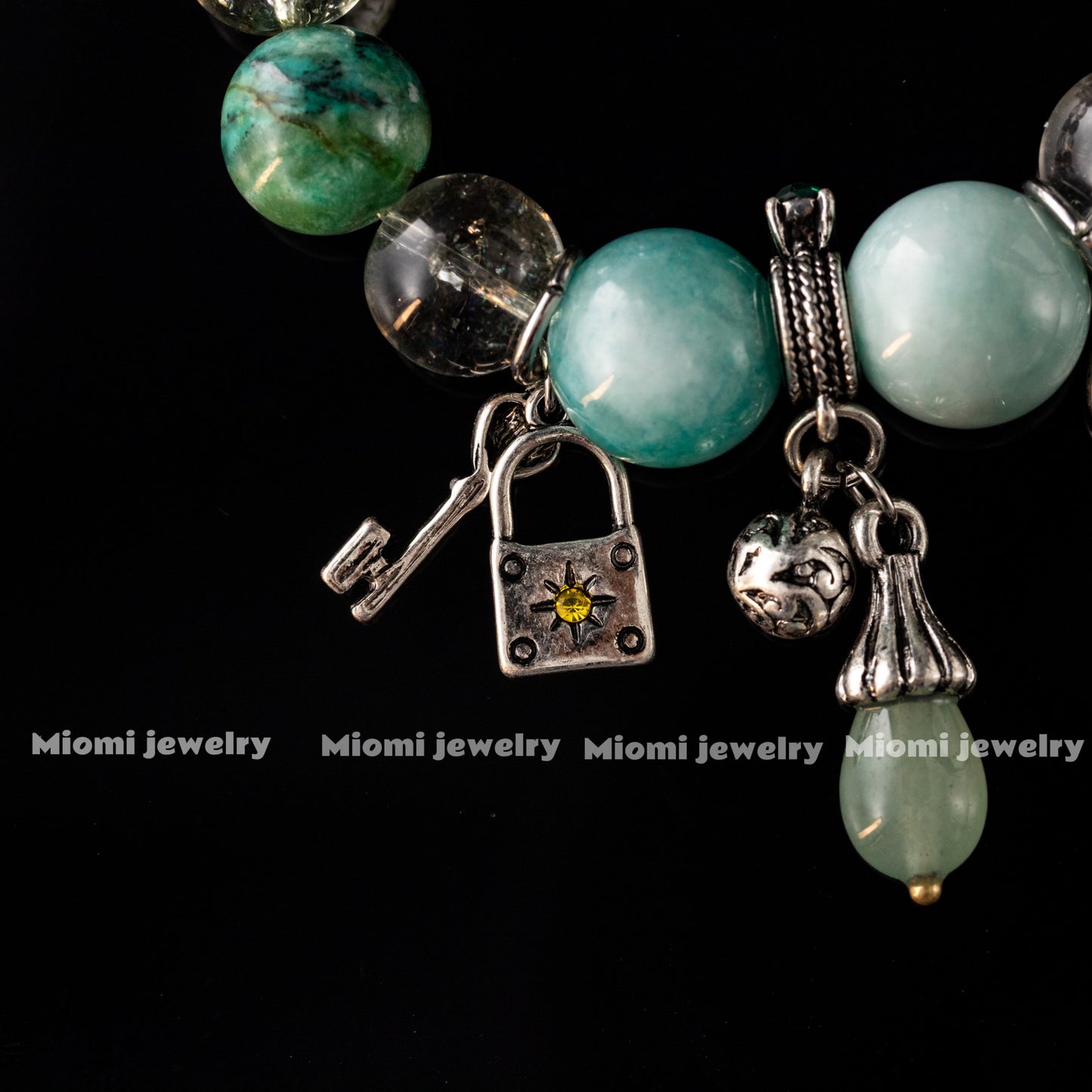 Vintage High-end Retro European Regular Natural Stone Crystal Blue Phantom Bracelet