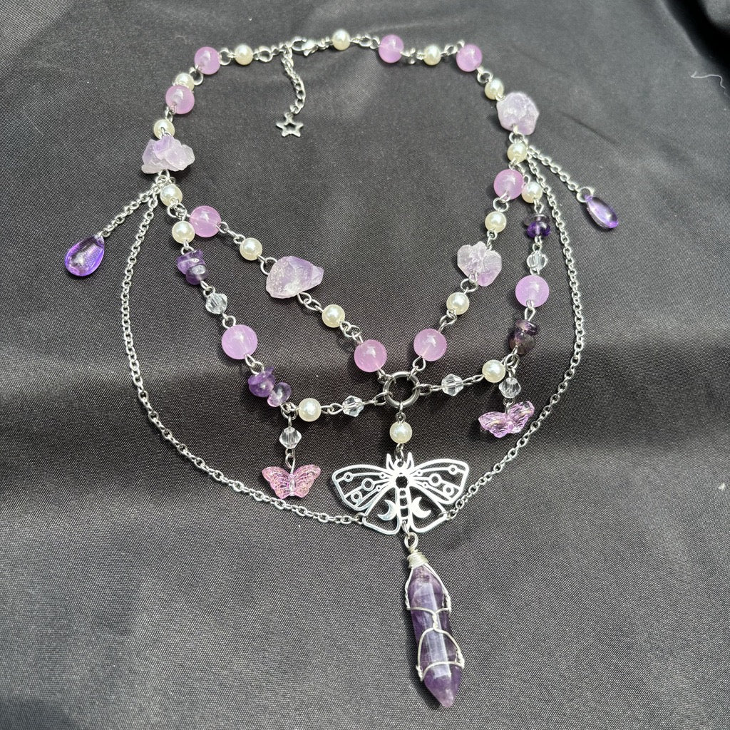 handcrafted natural crystal fairycore necklace