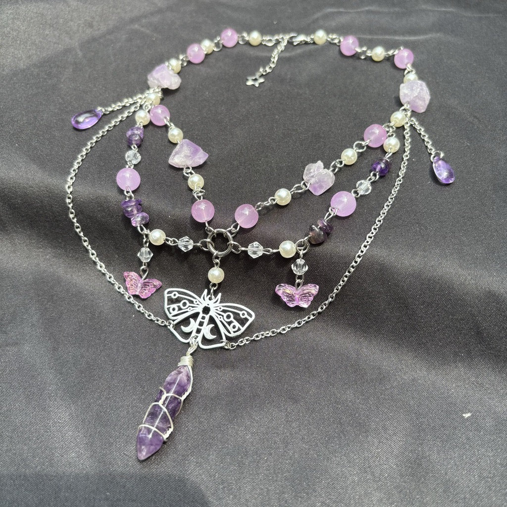 handcrafted natural crystal fairycore necklace