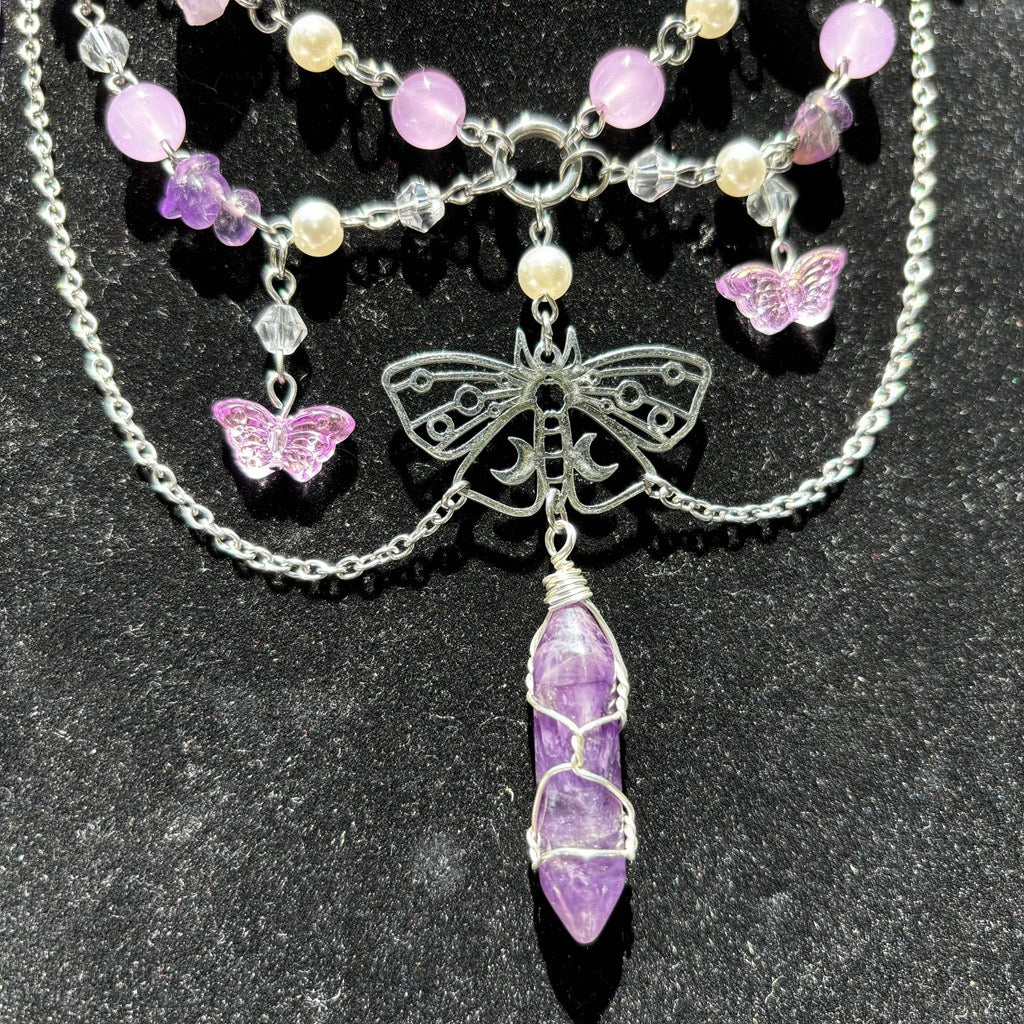 handcrafted natural crystal fairycore necklace