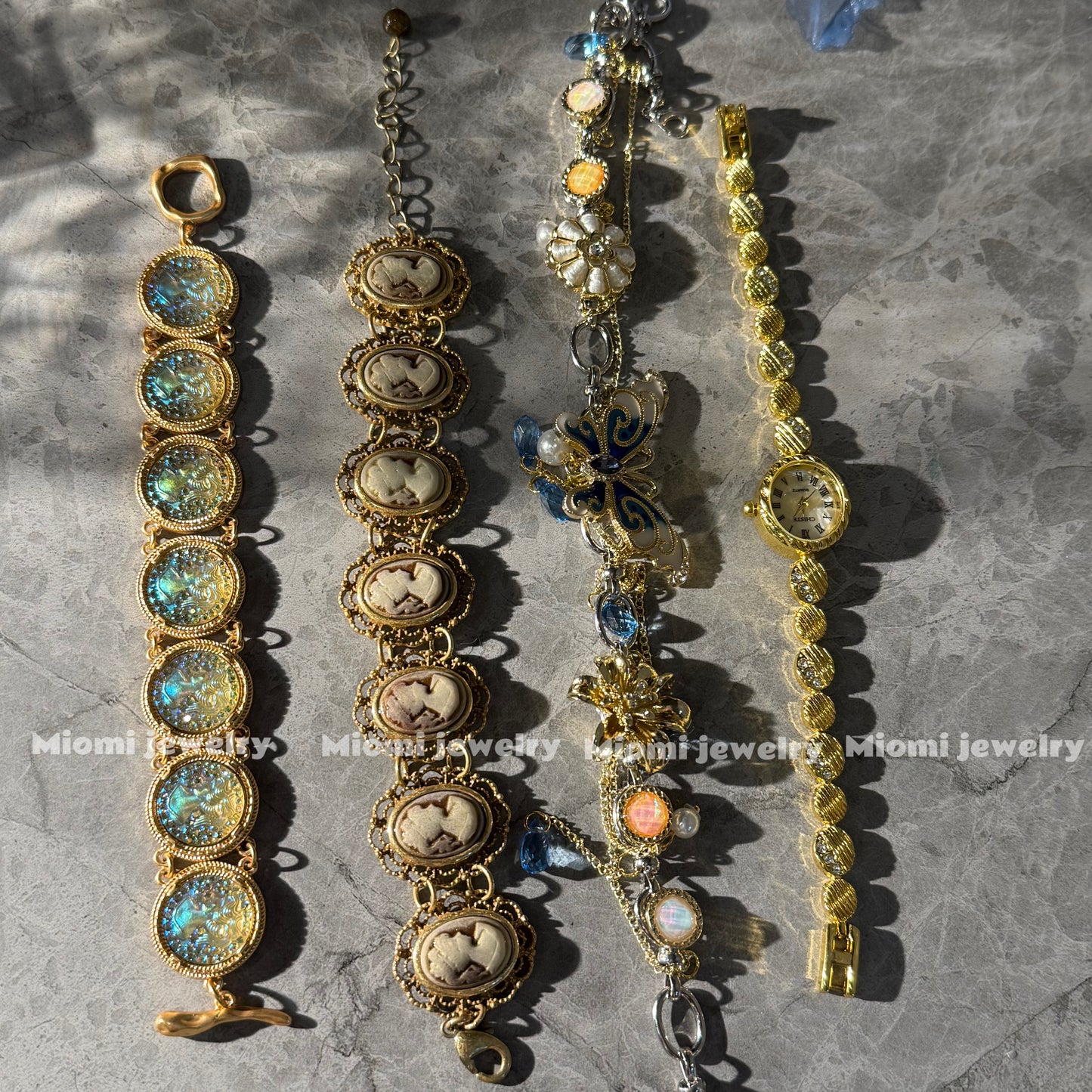 Miomi Vintage gold bracelet ,choker watch