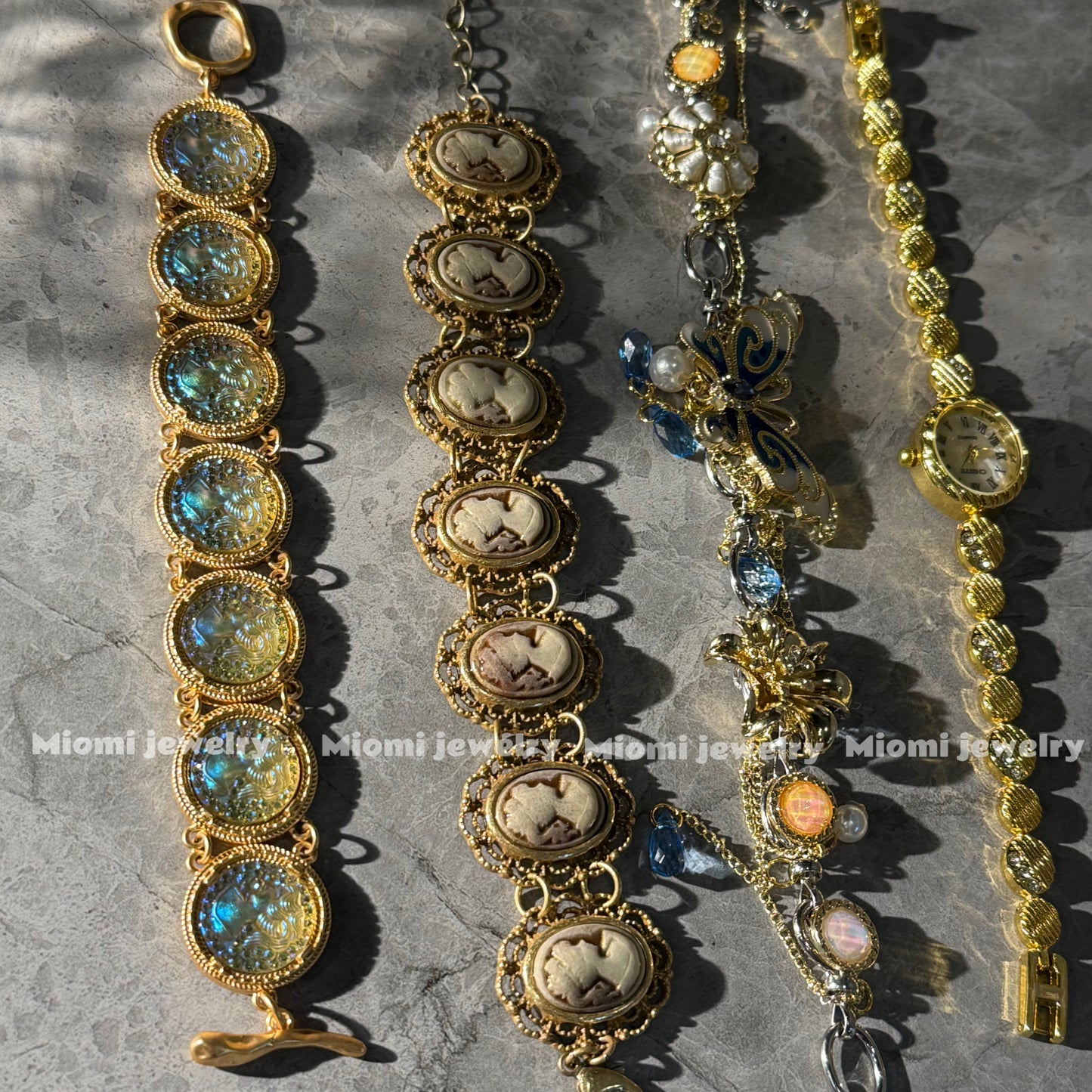 Miomi Vintage gold bracelet ,choker watch