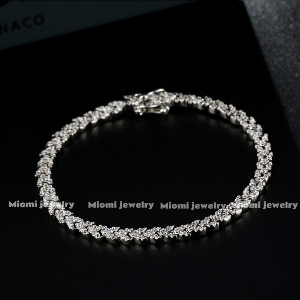S925 Sterling Silver Light Luxury Full Diamond Gold Inlaid High Carbon Diamond Bracelet