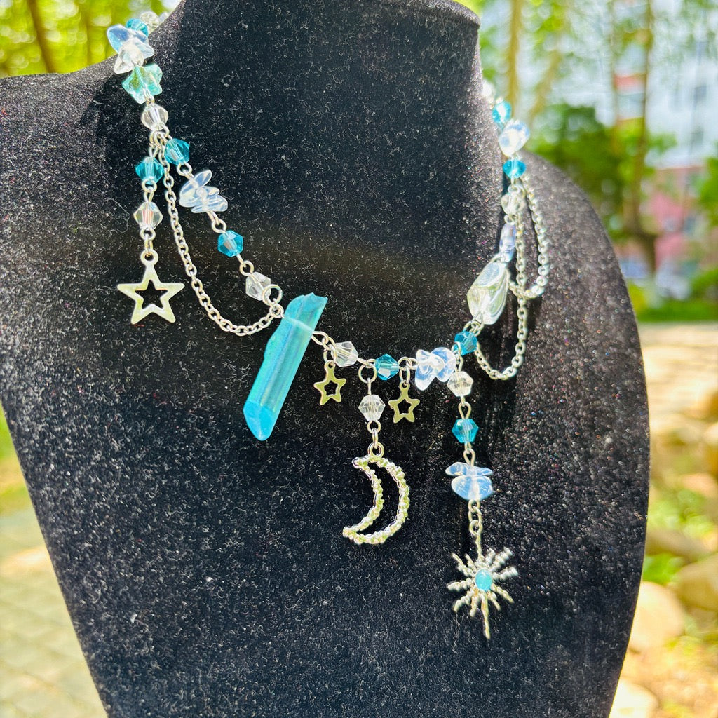 sun moon bule fairy necklace handmade