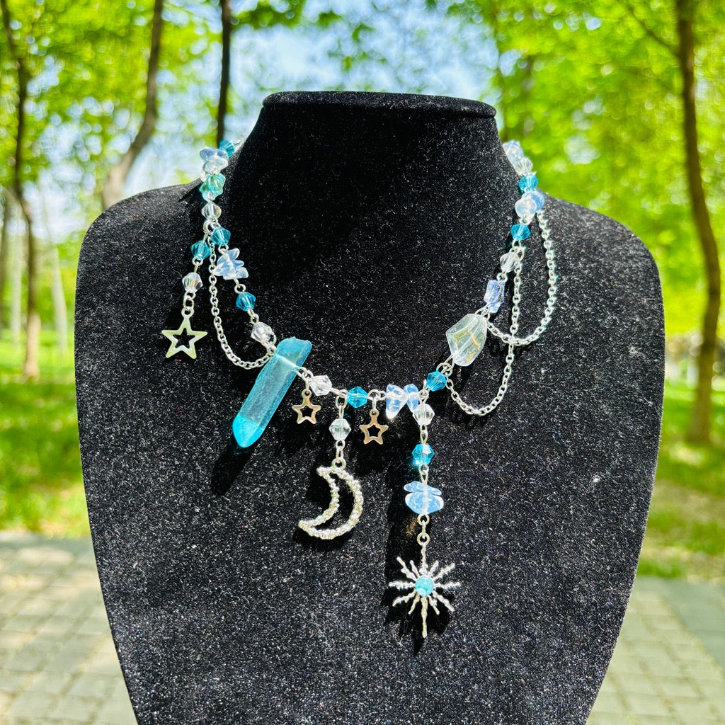 sun moon bule fairy necklace handmade