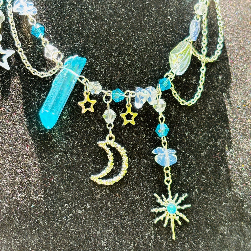 sun moon bule fairy necklace handmade