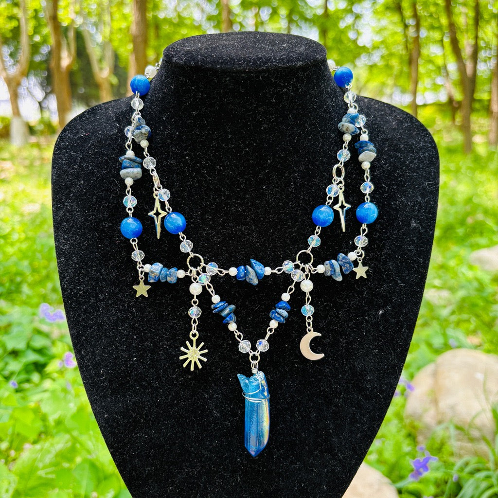 lapis natural necklace handmade whimsical fairy witch