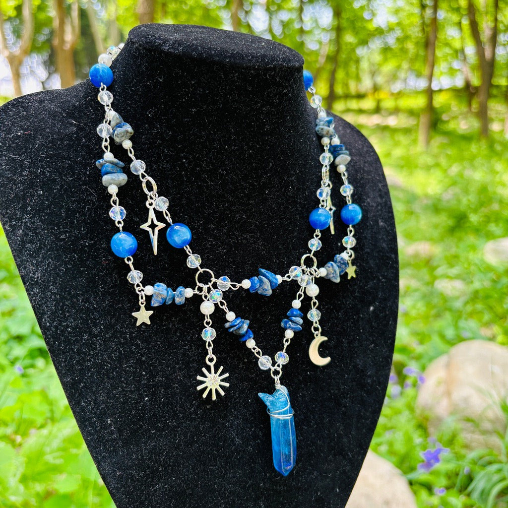 lapis natural necklace handmade whimsical fairy witch