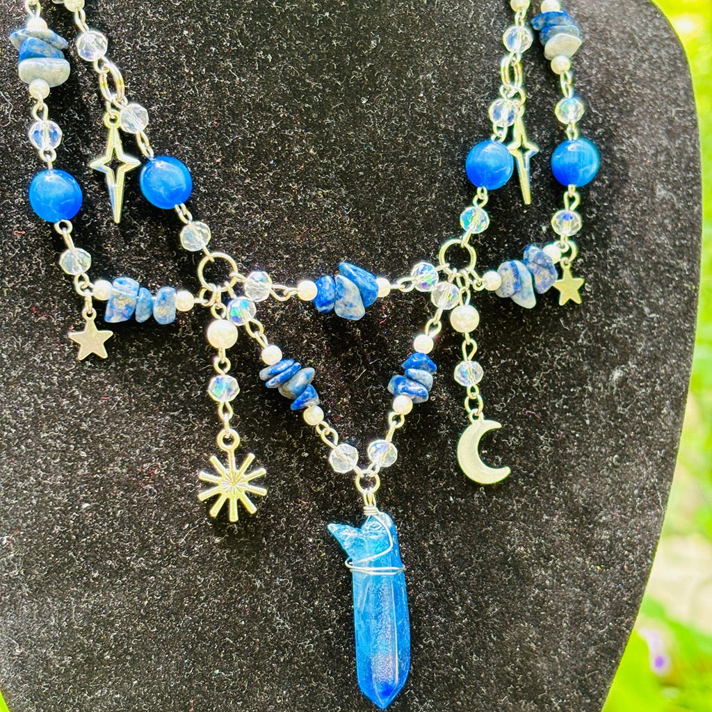 lapis natural necklace handmade whimsical fairy witch