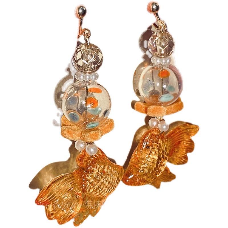 Thorn Town Design New Year Earrings, Lucky Koi, Exaggerated and Unique Earrings, Super Fairy, Niche