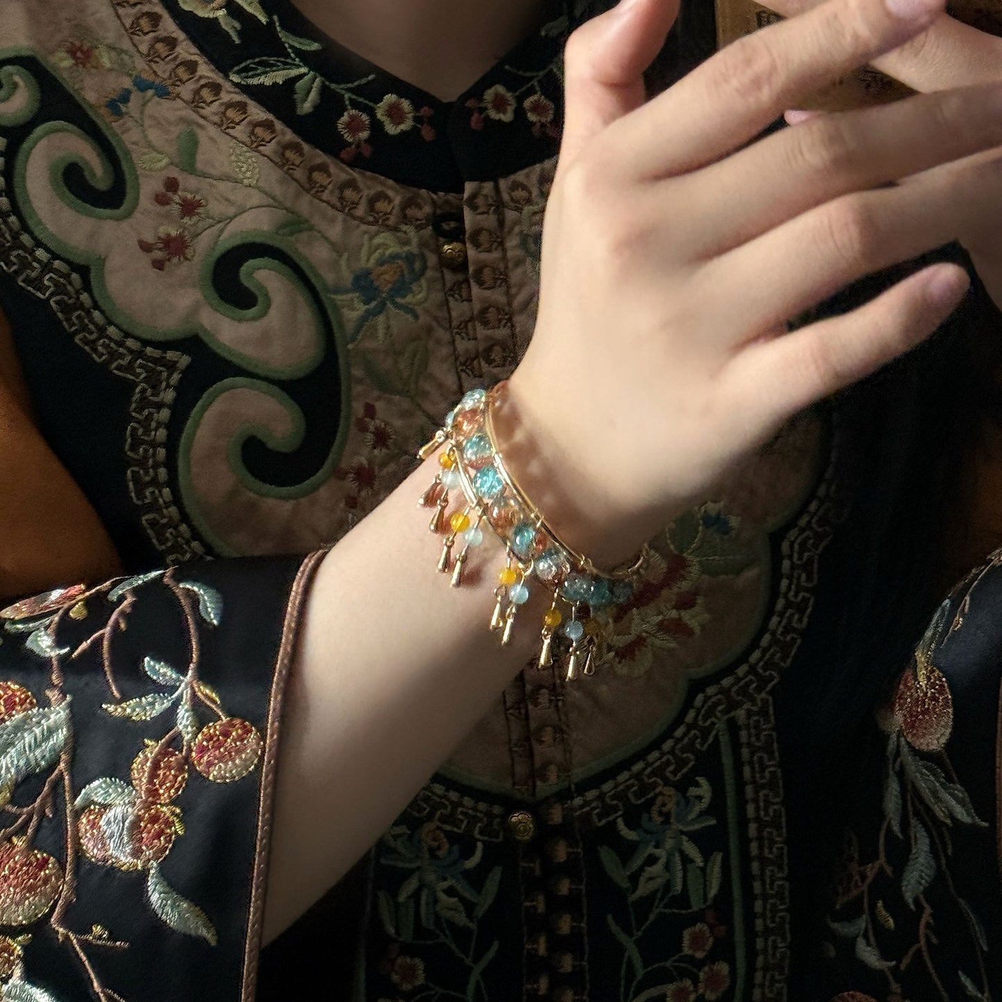 Ethnic Style Ancient Style, Super Fairy, Atmospheric, Exquisite Tassel, Flexible Open Bangle vintage fairy witchy