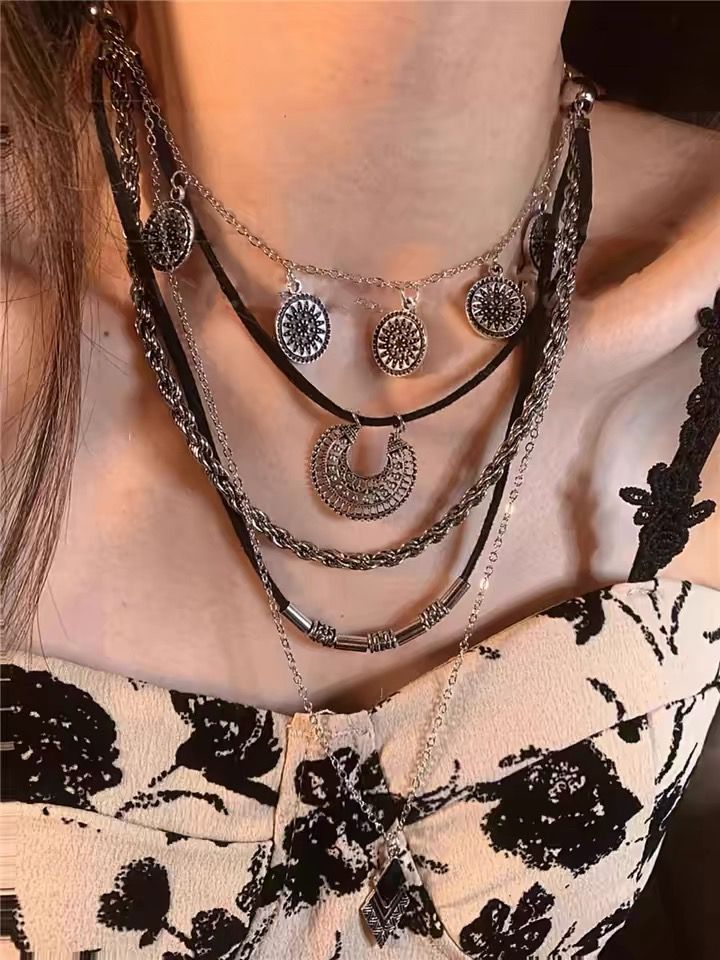Wasteland Style Necklace, Multi-layer Exaggerated Necklace, Long Sweater Chain, Bohemian Style, Ethnic Style Necklace,witchy
