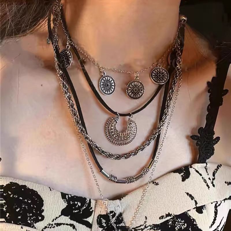 Wasteland Style Necklace, Multi-layer Exaggerated Necklace, Long Sweater Chain, Bohemian Style, Ethnic Style Necklace,witchy