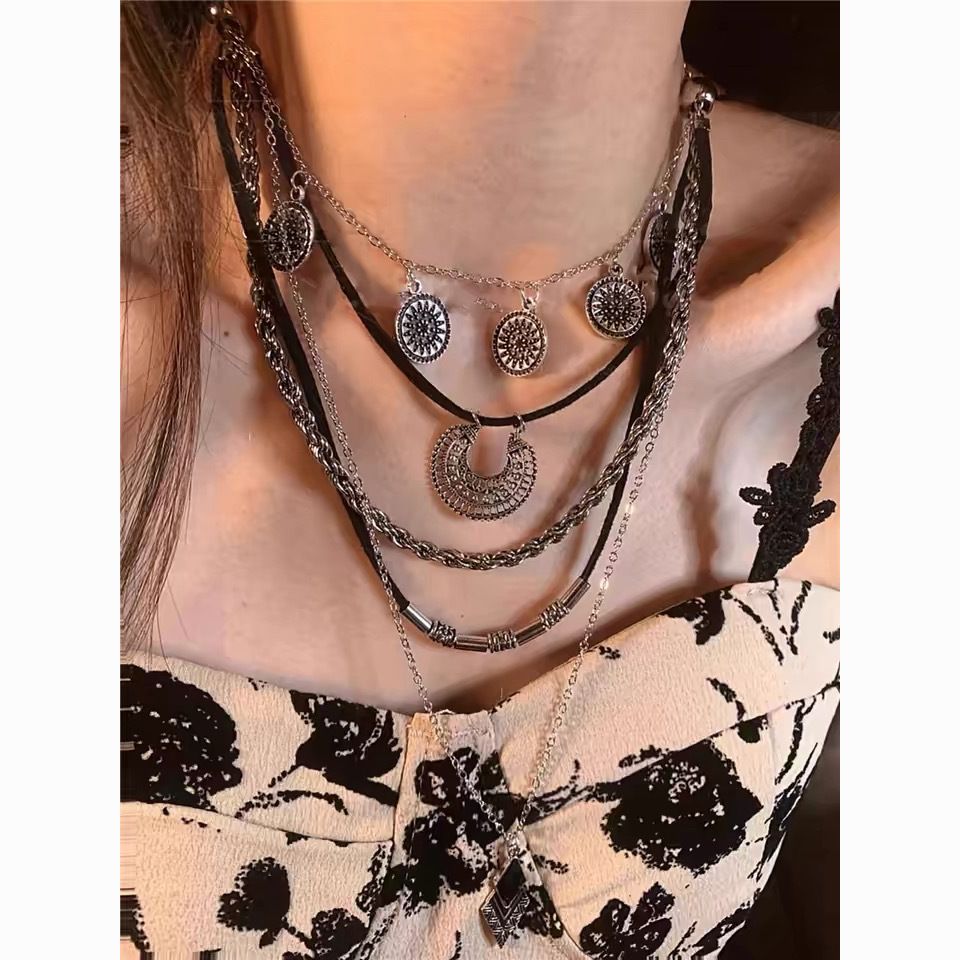 Wasteland Style Necklace, Multi-layer Exaggerated Necklace, Long Sweater Chain, Bohemian Style, Ethnic Style Necklace,witchy