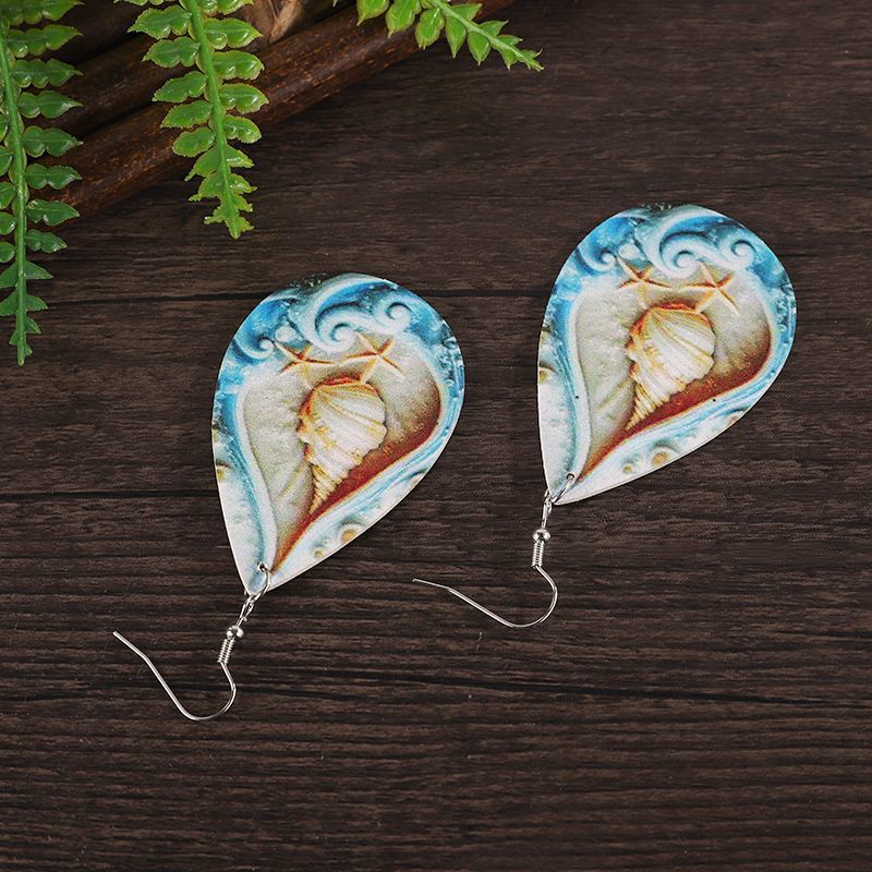 Natural Temperament Earrings, Conch and Starfish, Beach Earrings, mermaid