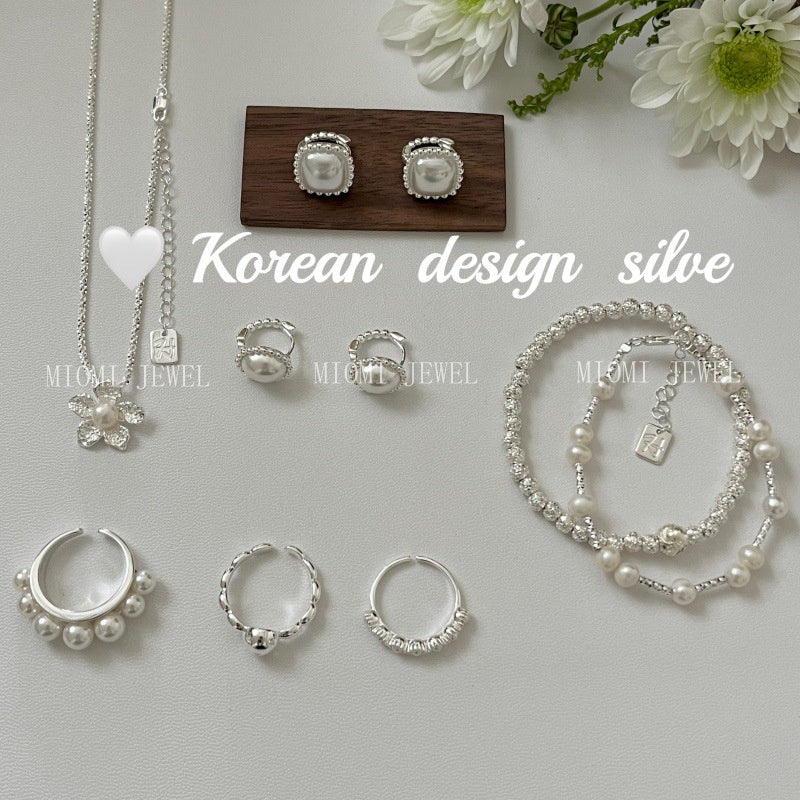 High-End Style Niche Silver Jewelry S925 Sterling Silver Personalized Pearl Jewelry Versatile Combination Set