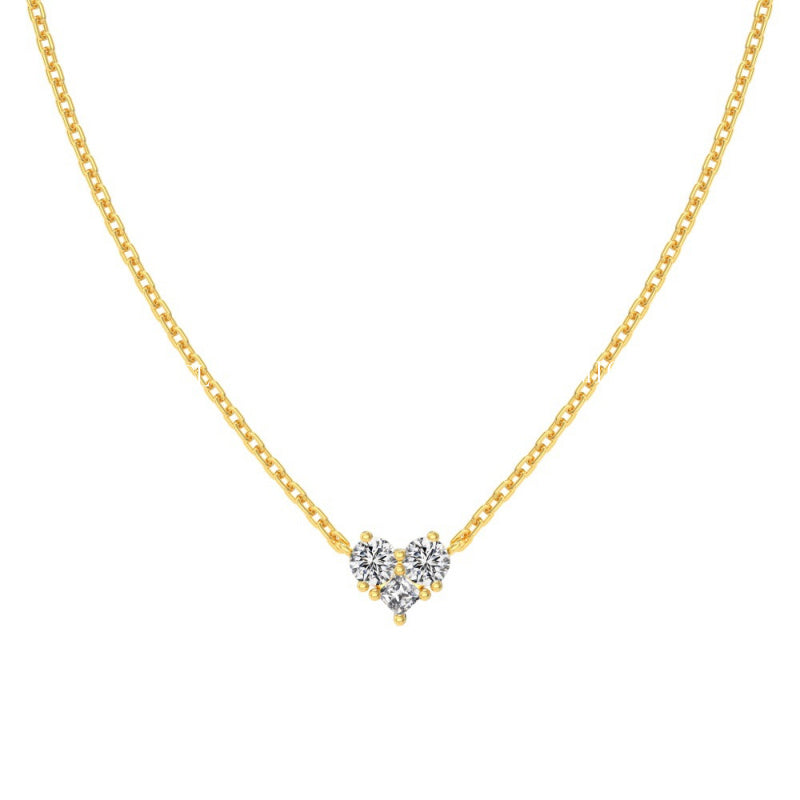S925 Sterling Silver Heart Necklace for Women Inlaid with Zirconia Unique Niche Design Collarbone Chain