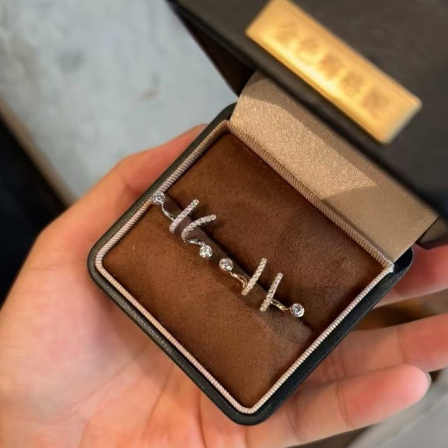 Sterling Silver S925 Geometric High Carbon Diamond Stud Earrings High-end Elegant Versatile