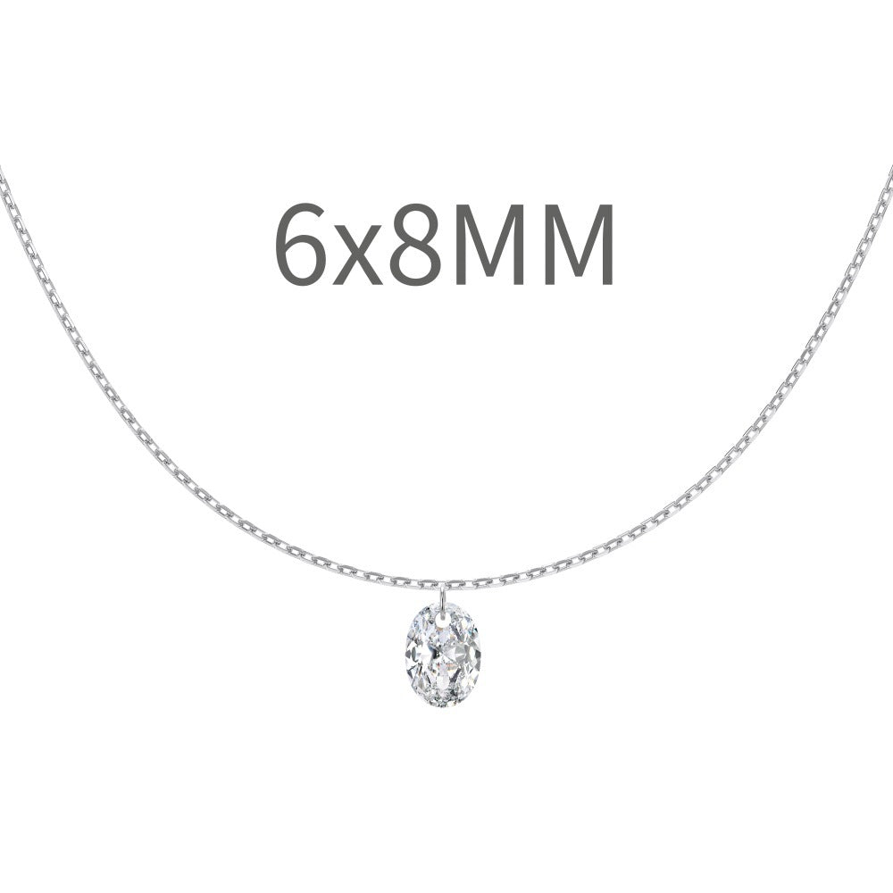 S925 Silver Single Diamond Drilled Water Drop Shape Zircon Multi-size Pendant Necklace Light Luxury High-end Feel Layered Wear