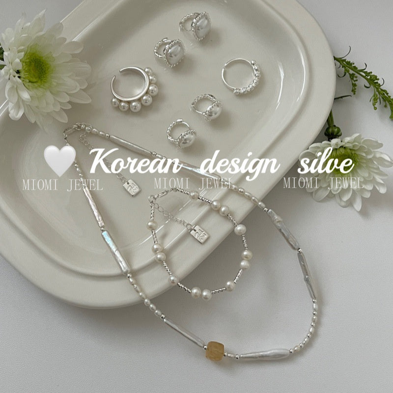 High-End Style Niche Silver Jewelry S925 Sterling Silver Personalized Pearl Jewelry Versatile Combination Set
