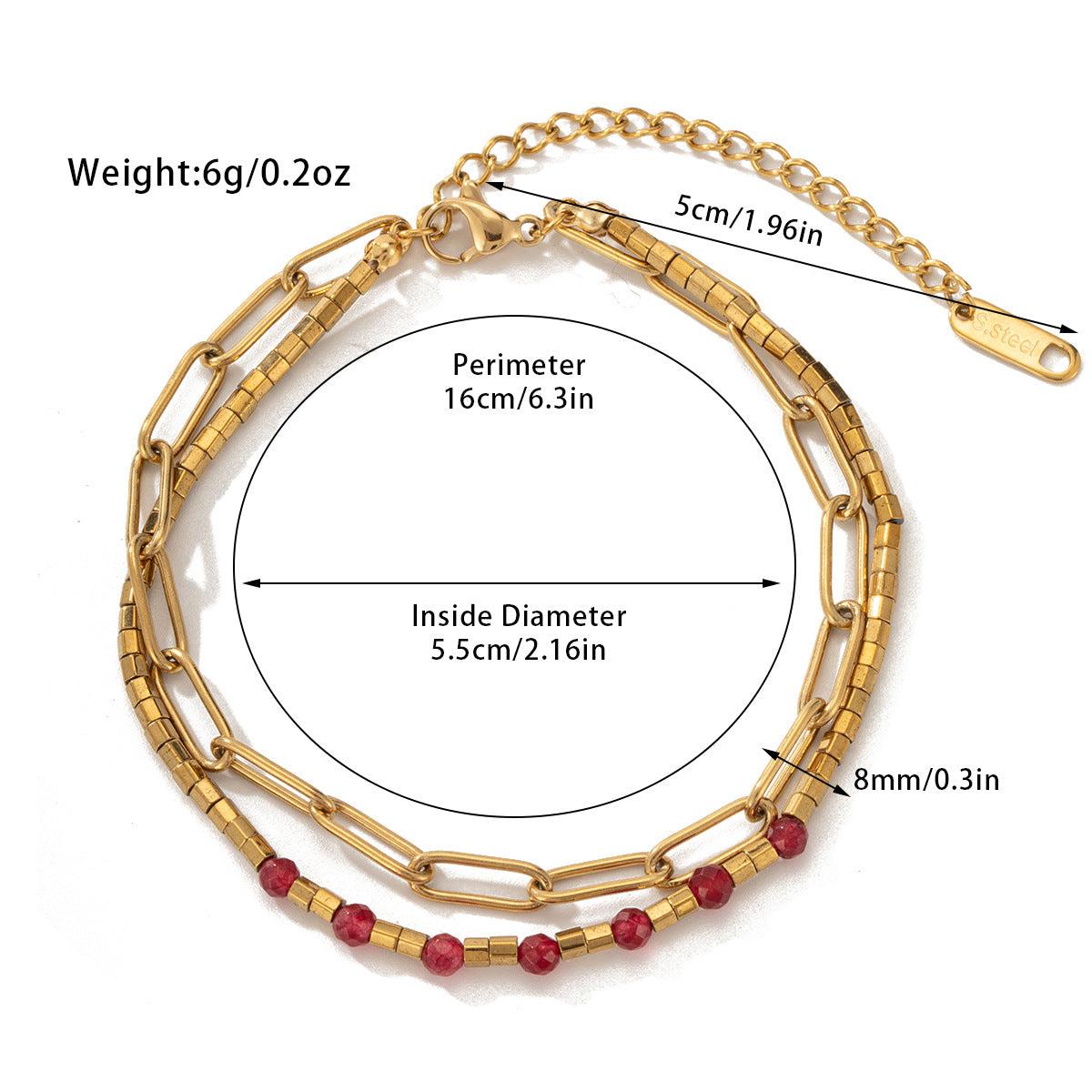 Hot-Selling Jewelry Titanium Steel Bracelet Bohemian Style Natural Stone Beaded Bracelet Double-Layer Women's Bracelet