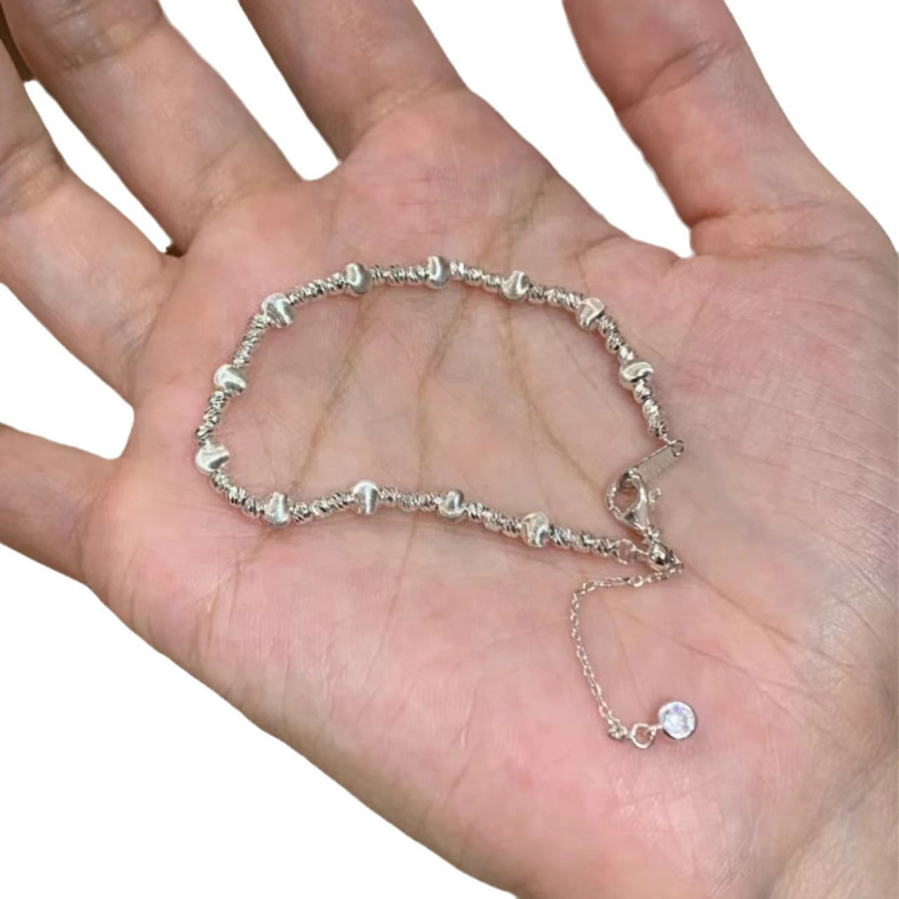 Sterling Silver S925 Real Gold Plated Cat's Eye Bead Bracelet Light Luxury High-end Exquisite Niche Design Jewelry