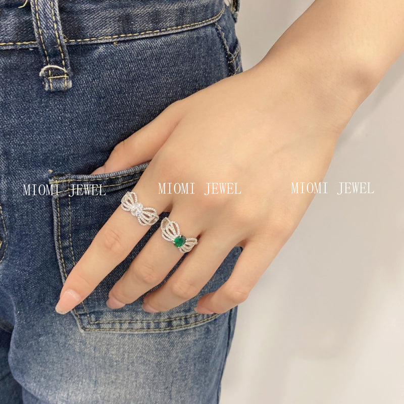 High Carbon Diamond Ring for Women S925 Sterling Silver Zircon Ring Colored Gemstone Ring Wholesale TikTok Cross-Border Live Streaming