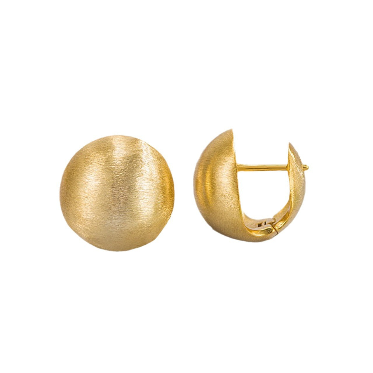 Korean Version Pure Silver Brushed Matte Round Ball Earrings Studs 925 Silver Simple Fashion Trendy Unique Niche