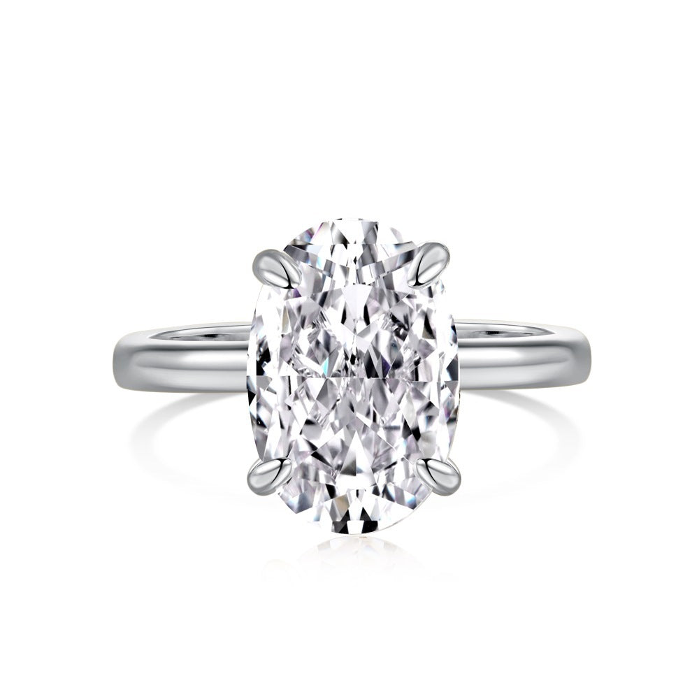 S925 Sterling Silver Ring for Women 8A Ice Flower Cut Zircon Inlaid Geometric Heart High-end Feel Women's Jewelry