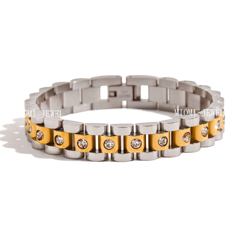 Stainless Steel White Diamond Bracelet Light Luxury High-end Titanium Steel Jewelry Women's Non-fading Jewelry