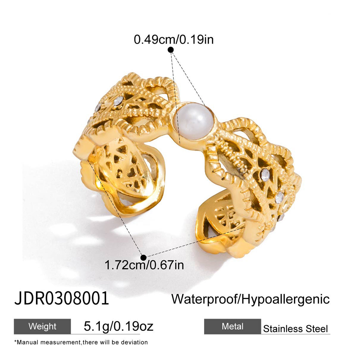 Zircon Titanium Steel Ring Non-Fading Lace Finger Ring Hand Jewelry Stainless Steel Accessories for Women High-End Feel Ring