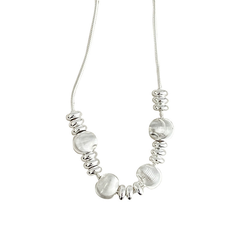 S925 Sterling Silver Starry Sky Cat's Eye Bead Pull Snake Bone Necklace for Women, Niche Design, Korean High-end Sweater Chain