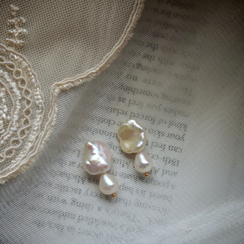 Natural Pearl Turquoise Pink Crystal Amethyst Irregular 925 Silver Needle Irregular Earrings Ear Jewelry