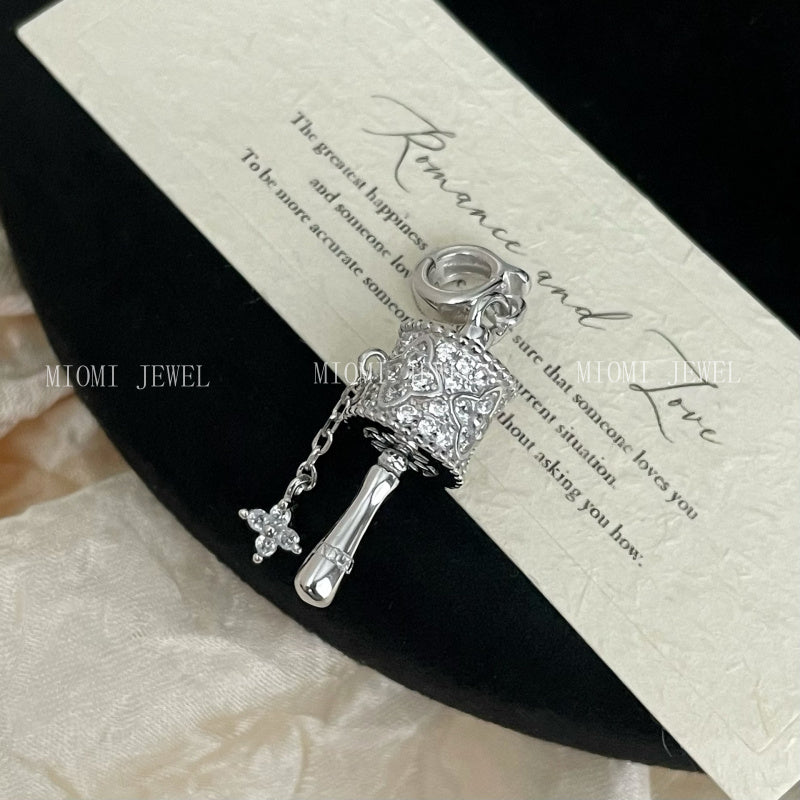 S925 Sterling Silver Rotating Gold Tube Pendant, Rotatable, Inlaid with Diamonds, High-End Unique Pendant, Niche Light Luxury Exquisite