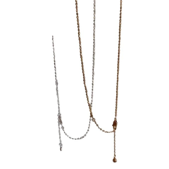 Pure Silver S925 Real Gold Plated Laser Bead Necklace Clavicle Chain Light Luxury High-end Exquisite Design Jewelry