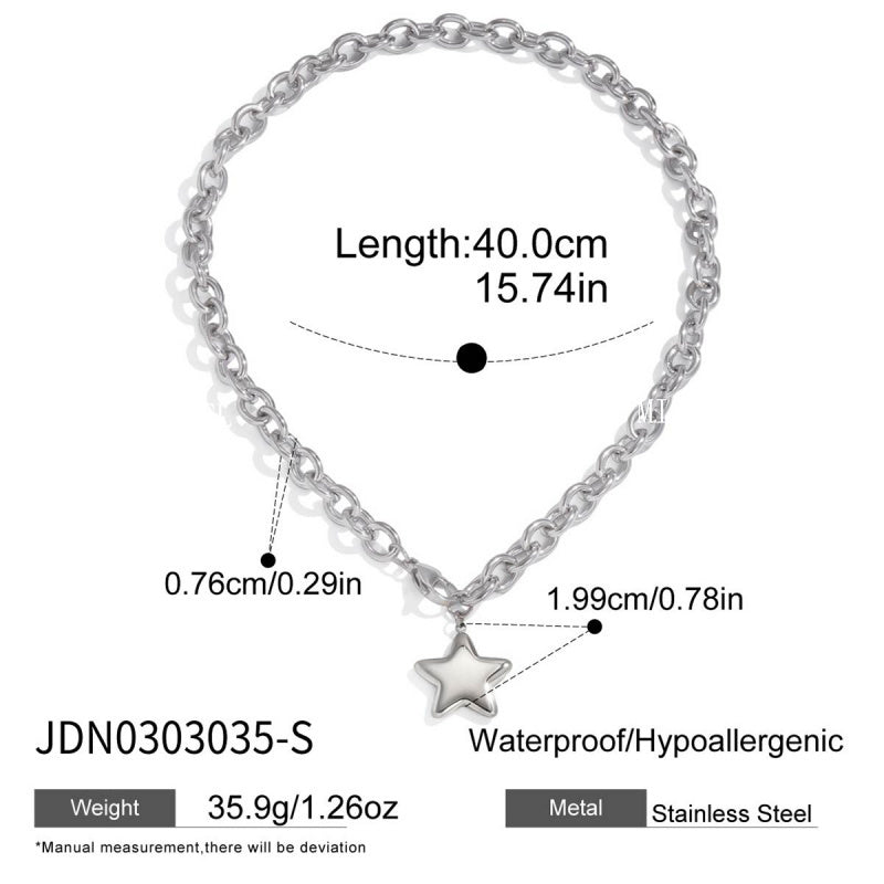Five-Pointed Star Stainless Steel Necklace Light Luxury Niche Jewelry for Women High-End Titanium Steel Bracelet Accessories