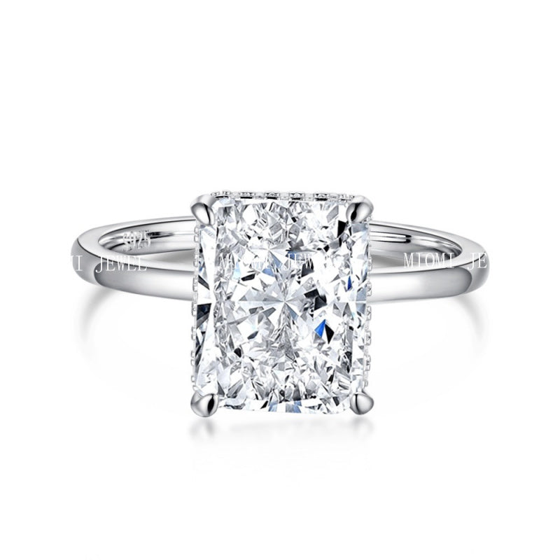 S925 Sterling Silver Ring for Women 8A Ice Flower Cut Zircon Inlaid Geometric Heart High-end Feel Women's Jewelry